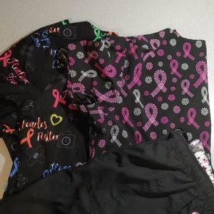 2 scrub tops and 1 pair of scrub pants 2X